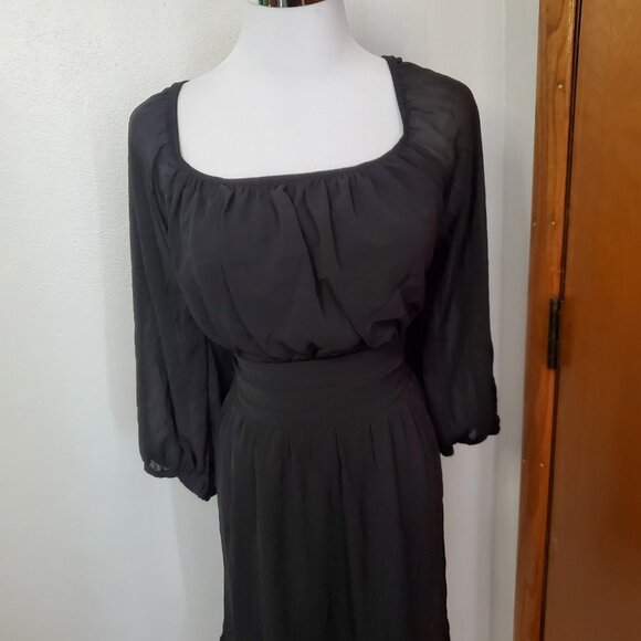 Women's Dokotoo Black Dress Lantern Sleeve Tie Backless 2X Whimsigoth Witchy - Picture 3 of 8